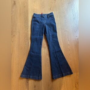 SPANXshape™ EveryWear Pintuck Flare Jeans Raw Indigo-Sz small   Pull on SOLD OUT